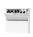 Brilo Matt White Two-Drawer Shoe Cabinet: Elegant, Space-Saving Footwear Storage Solution - UK Luxury Furniture